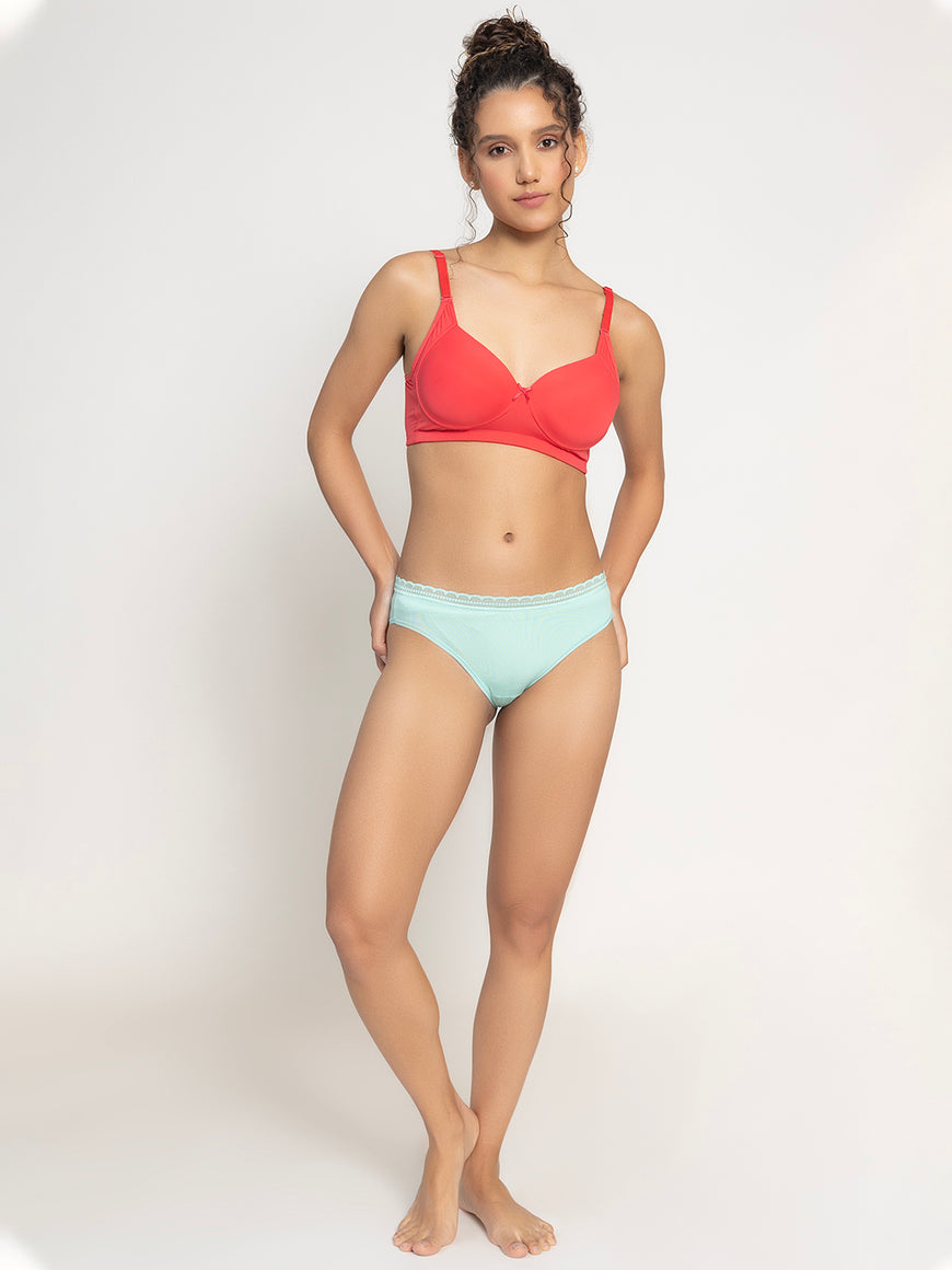 Pack of 2 Mid-Rise Bikini Briefs for Women - Mint & Black - Comfortable & Breathable Modal Fabric